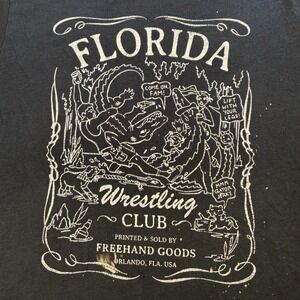 Freehand‎ Goods Florida Wrestling Club Graphic T-Shirt Mens 2XL Black Gator Tee